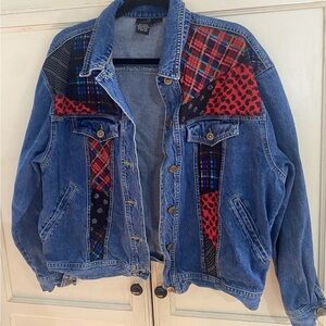 Carole Little Denim Plaid Patchwork Jacket 80’s, 90’s